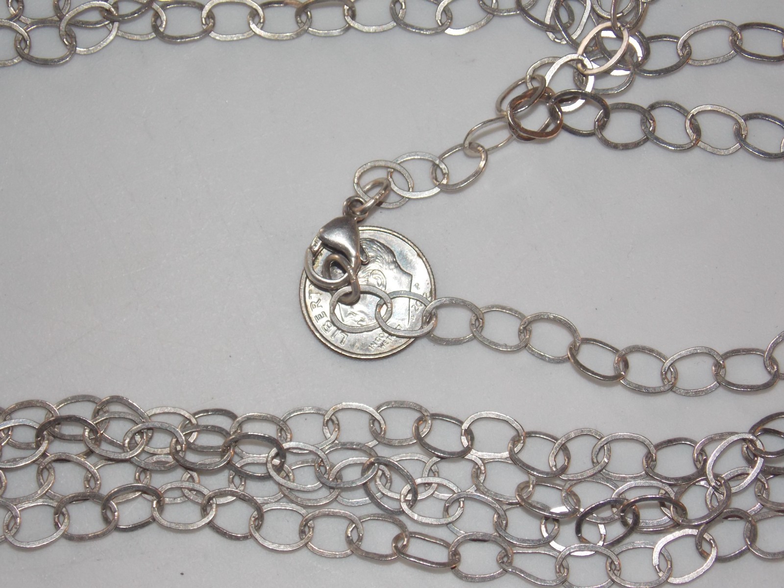 Sterling Silver 100″ (8’4″) Oval Link Chain Necklace Lobster Clasp Signed PC