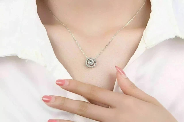 2Ct Round Cut VVS1 LAB Diamond Solitaire Womens Pendant Necklace White Gold Over