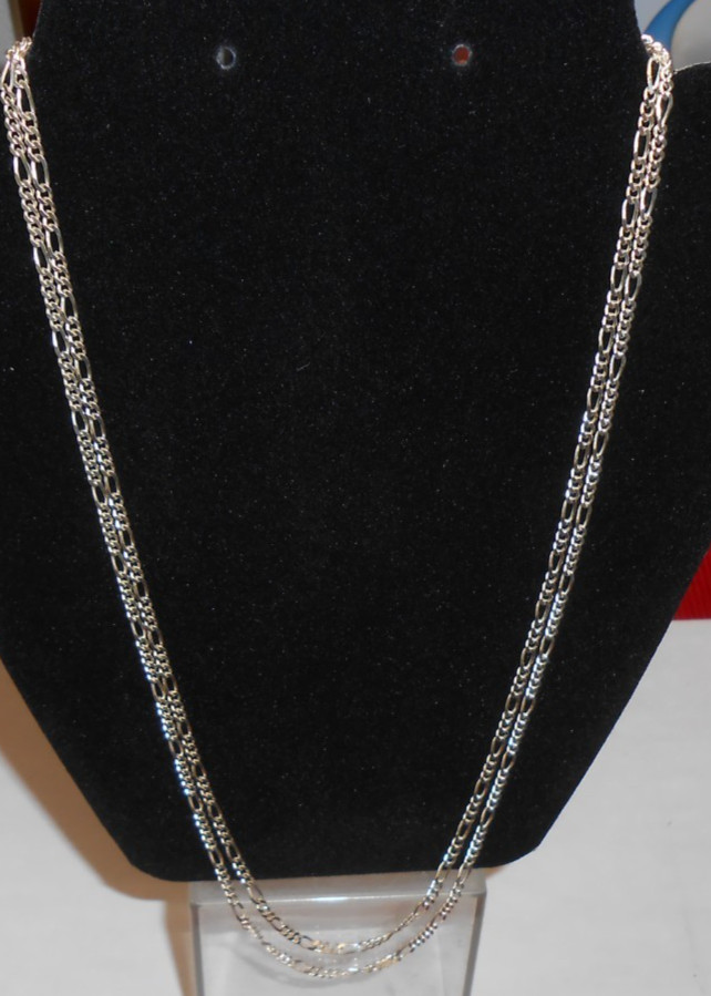 22″ and 23.5″ FIGARO NECKLACE CHAINS MARKED 925 ITALY – 18.57 GRAMS PRE-OWNED