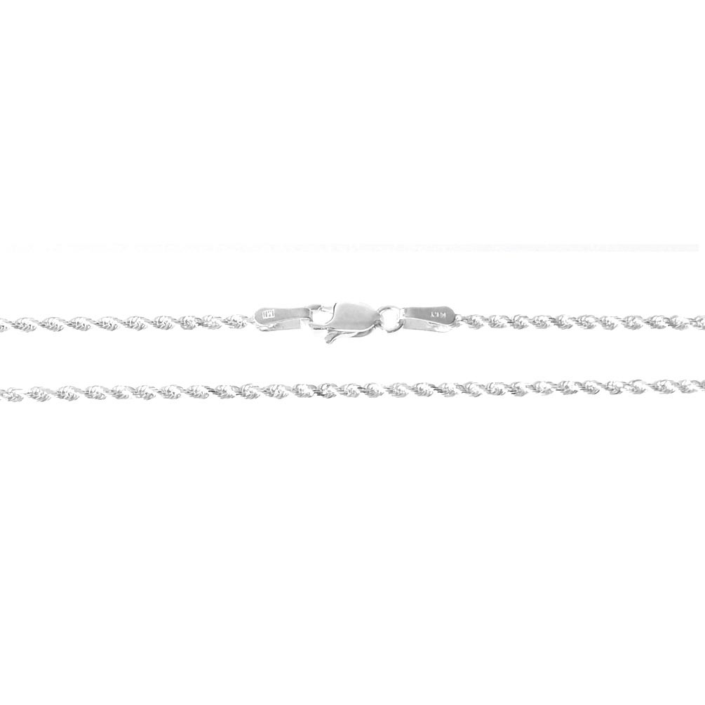 14K Solid White Gold Rope Chain 3.7 Grams W: 1.5 mm L: 18 inches (45 cm) New 76