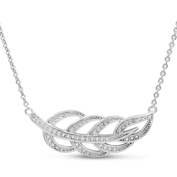 Ornate Diamond Leaf Necklace, 18 Inches