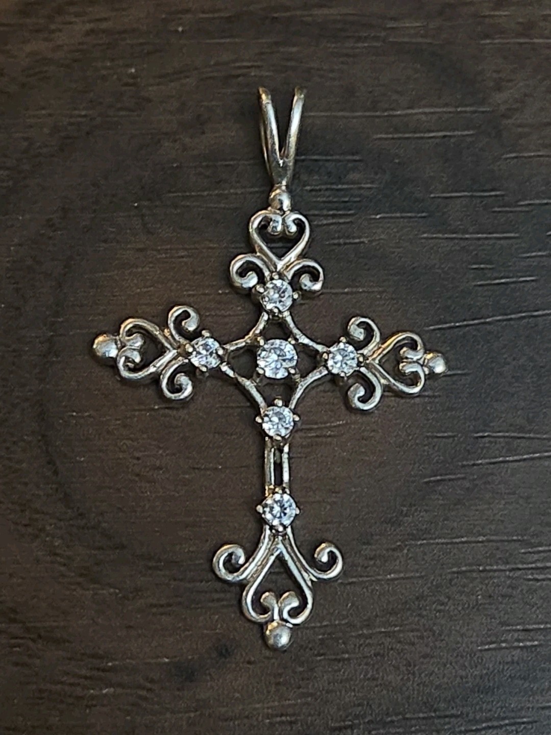 Sterling Silver Cross Pendant With Crystals 925