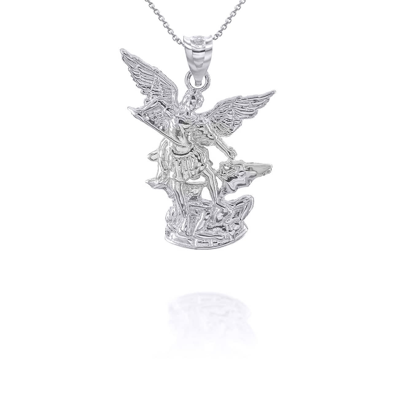 Gold Religious Patron St. Michael Archangel Pendant Necklace(Yellow/Rose/White)