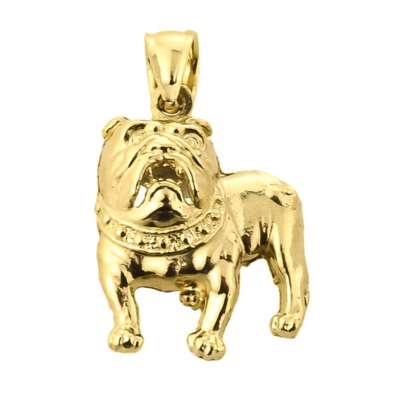 Solid Gold Bulldog Pendant Necklace (Available in Yellow/Rose/White Gold)