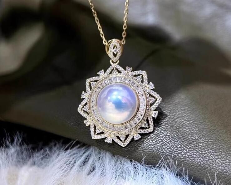HUGE AAAAA 11-10MM NATURAL SOUTH SEA WHITE STUD PEARL PENDANT NECKLACE 925S..