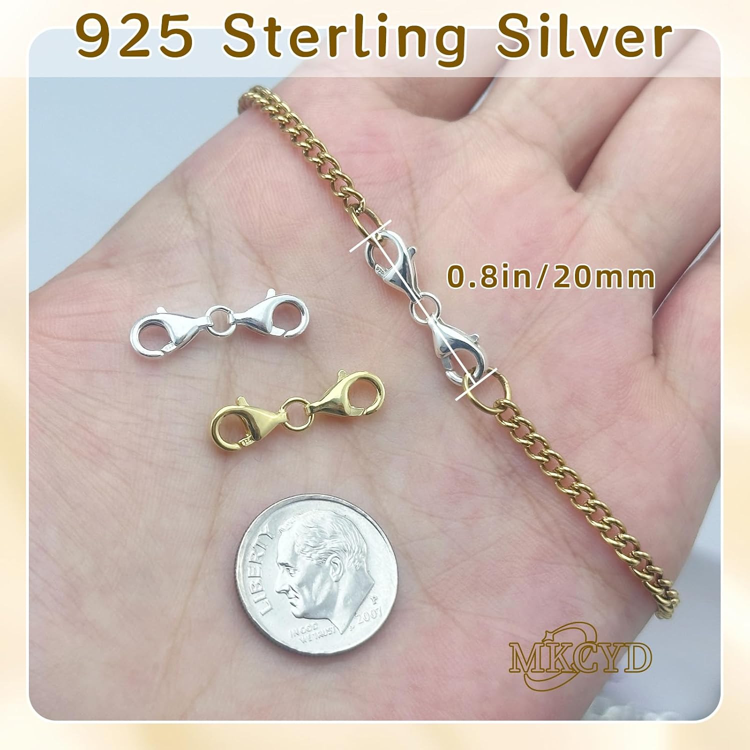 925 Sterling Silver Double Lobster Claw Clasps,Necklace Extender Double Bracelet