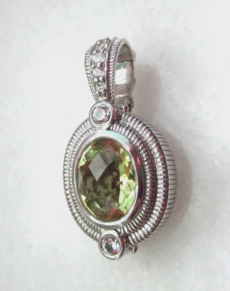 Judith Ripka Sterling Silver Lemon Citrine and Diamonique CZ Pendant Enhancer