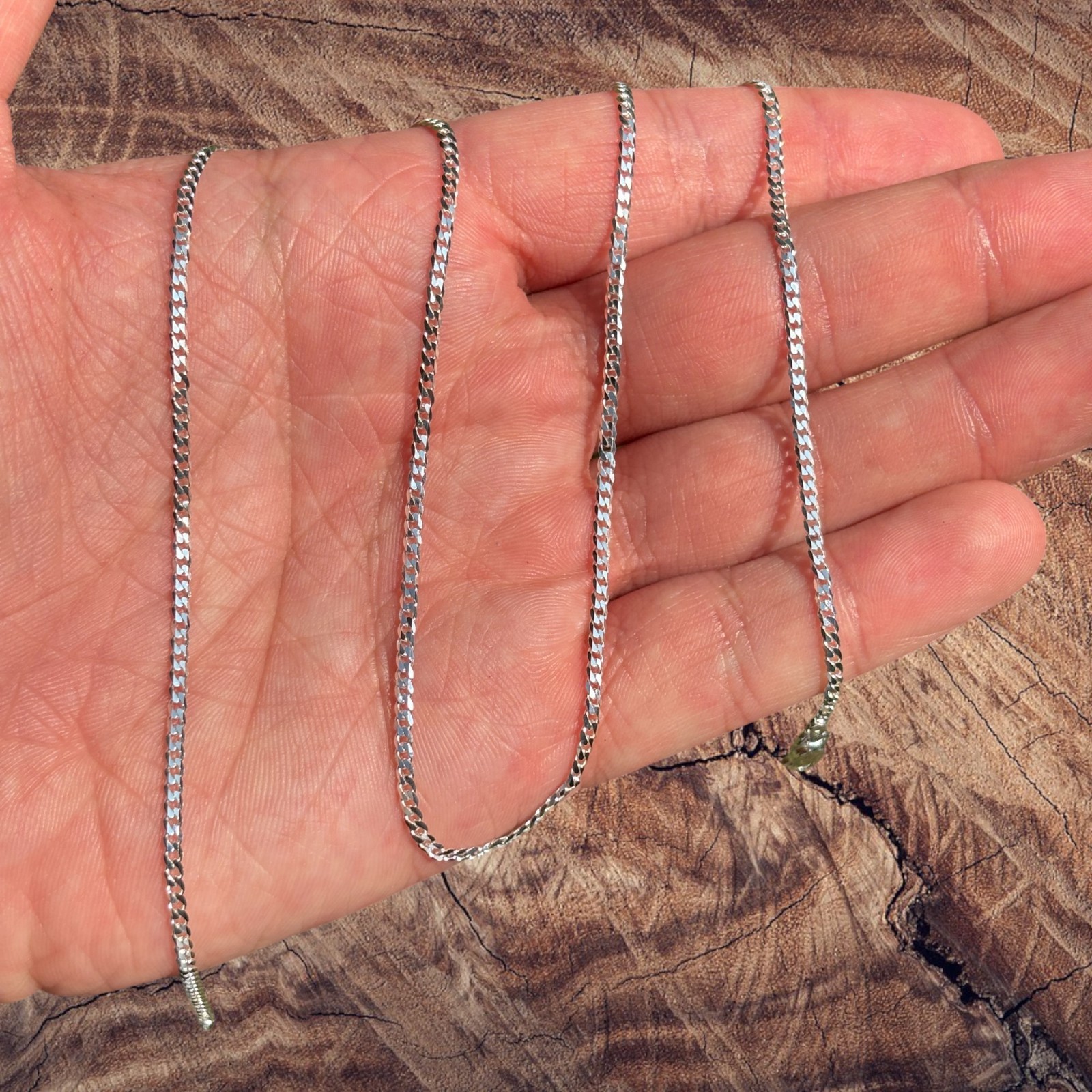 2mm Curb Link Chain – Real Solid 925 Sterling Silver Or 14k Gold Vermeil ITALY
