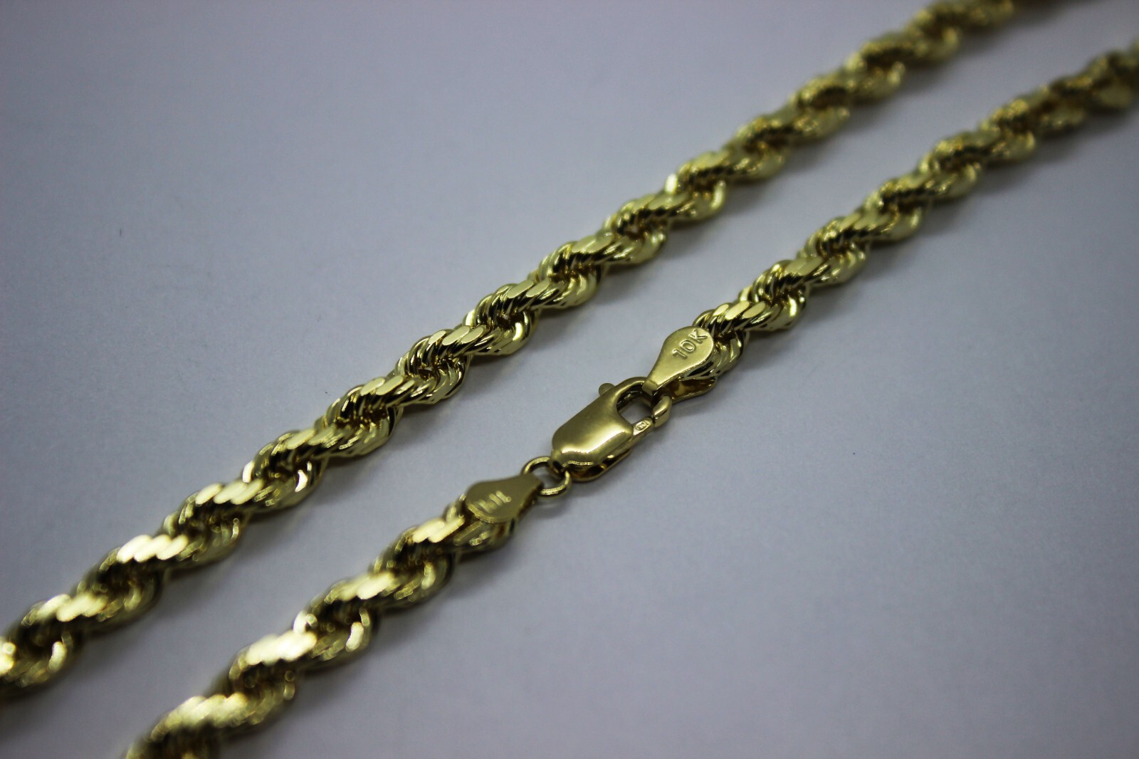 10K Yellow Solid Gold Rope Diamond Cut Chain necklace bracelet 1.5mm-5mm 7″-30″