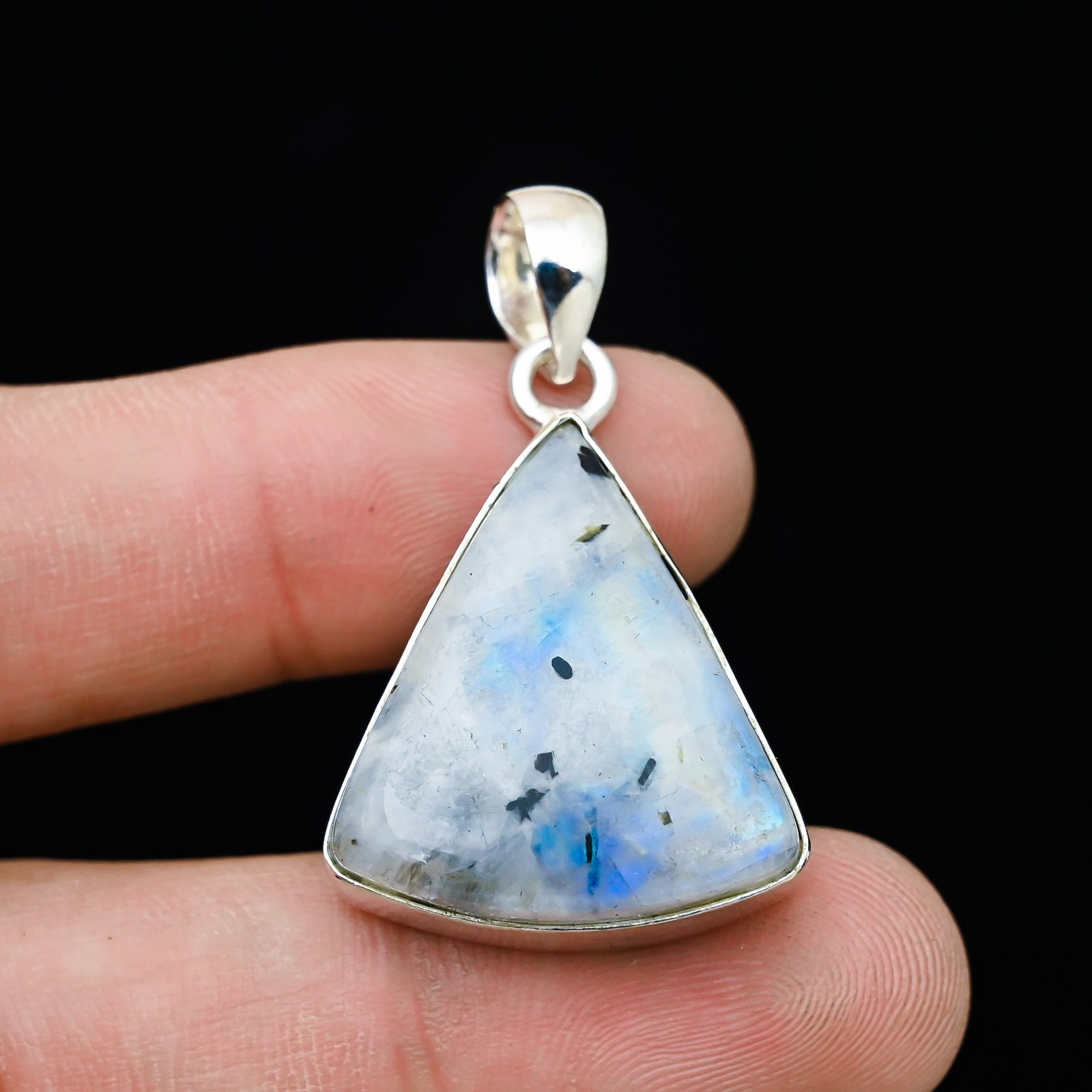 Rainbow Moonstone Gemstone 925 Sterling Silver Handmade Pendant Jewelry Gift For