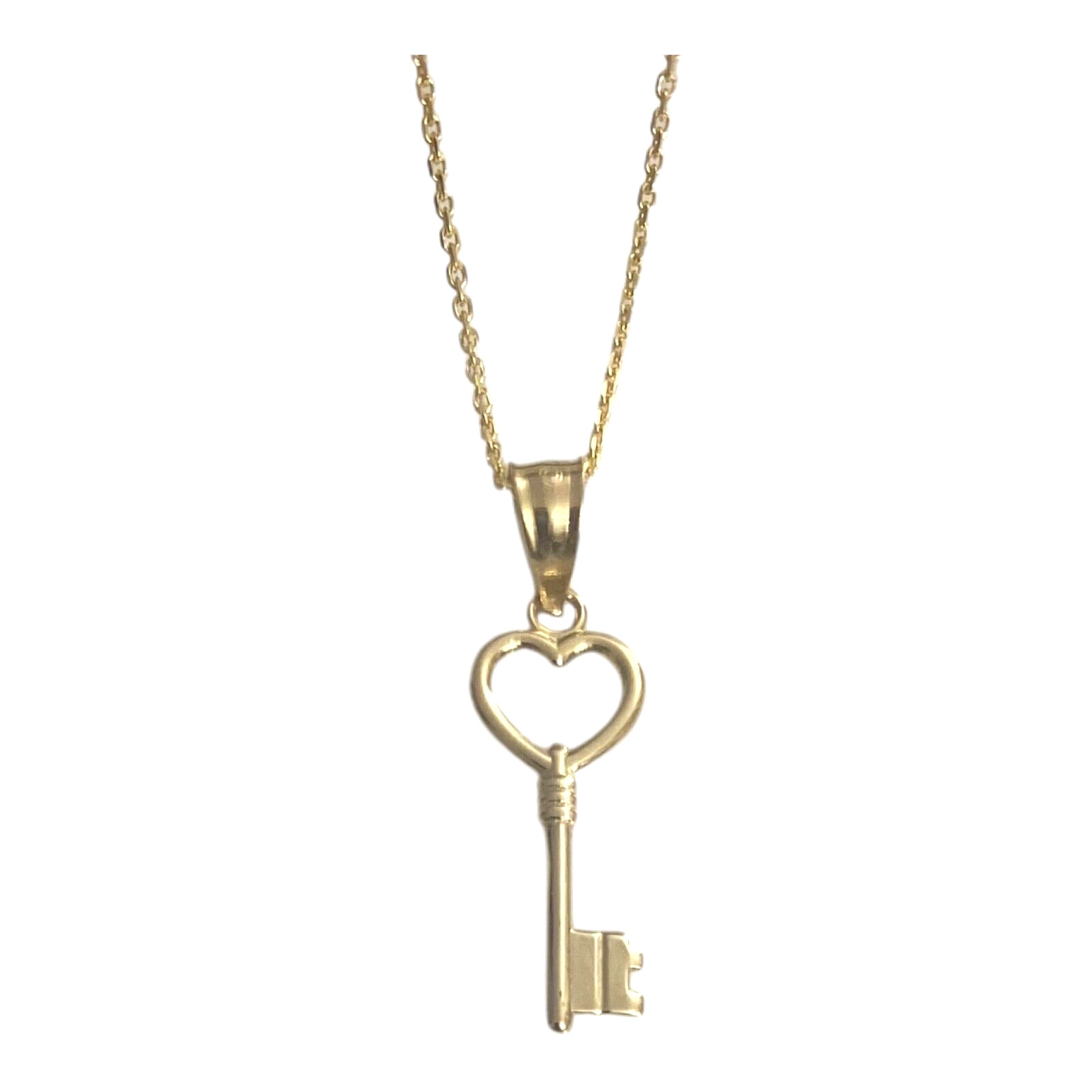 10K Solid Gold Heart Key Charm Pendant, 10k Solid Gold Necklace – YC1029