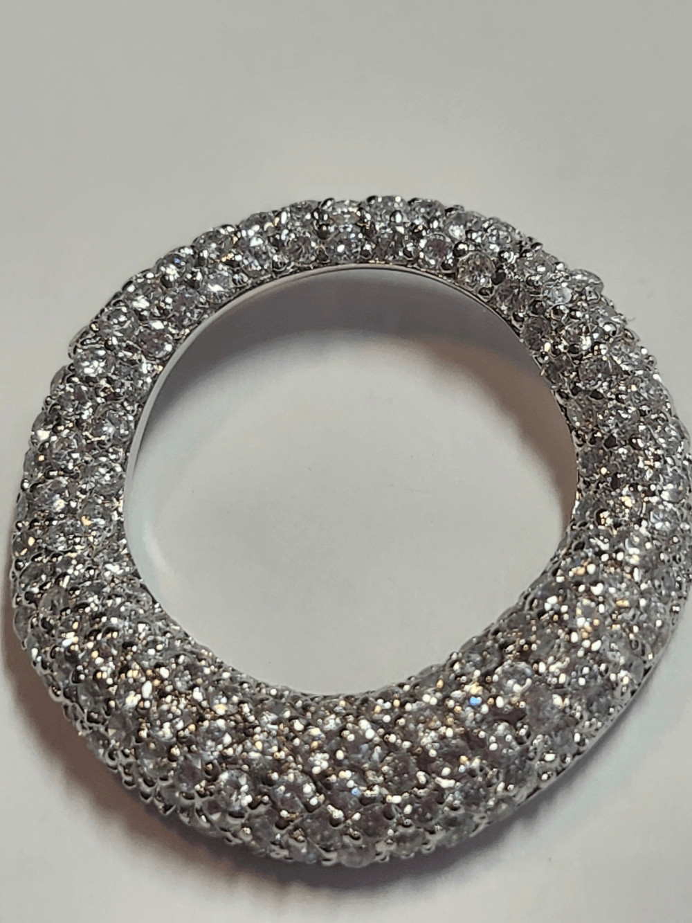 Sterling Silver Plated Pave Crystal Circle Pendant – Women’s Jewelry