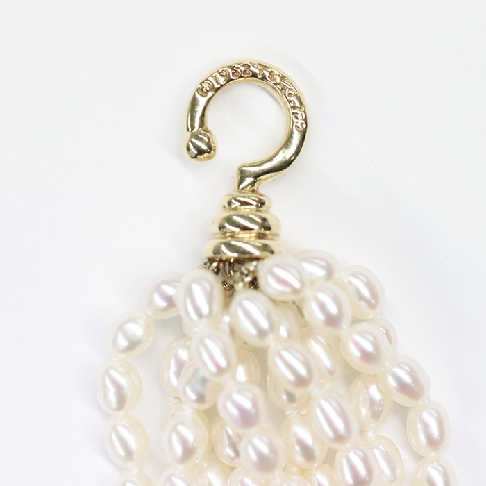 TIFFANY Elsa Peretti 10 Strand Pearl Necklace Yellow Gold 17.3in/44cm