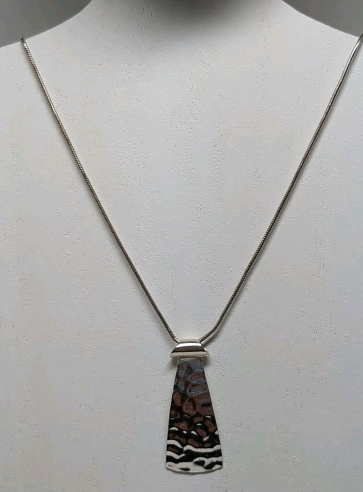 Silpada .925 Sterling Silver Hammered Tie Pendant 18.25″ Snake Necklace 0624