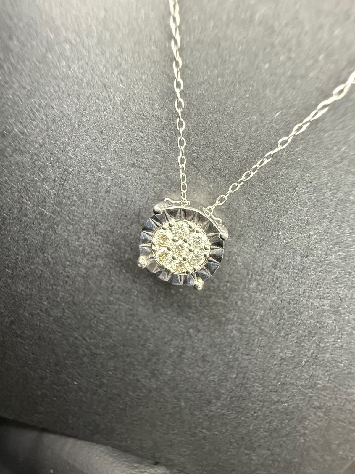 $699- 1/5CTTW Natural Diamond HALO DROP FASHION PENDANT NECKLACE 925/14k PL