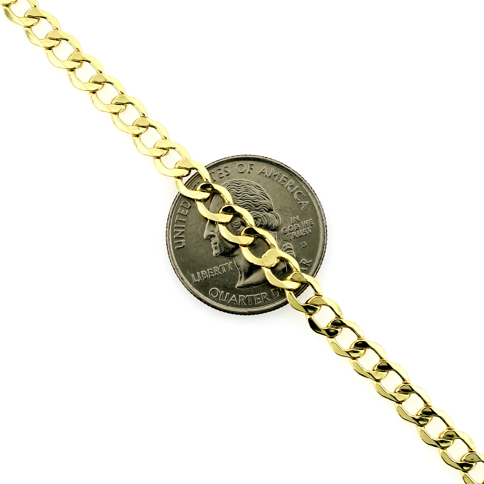 10K Yellow Gold 2mm-6.5mm Curb Cuban Chain Link Necklace or Bracelet 7″- 30″