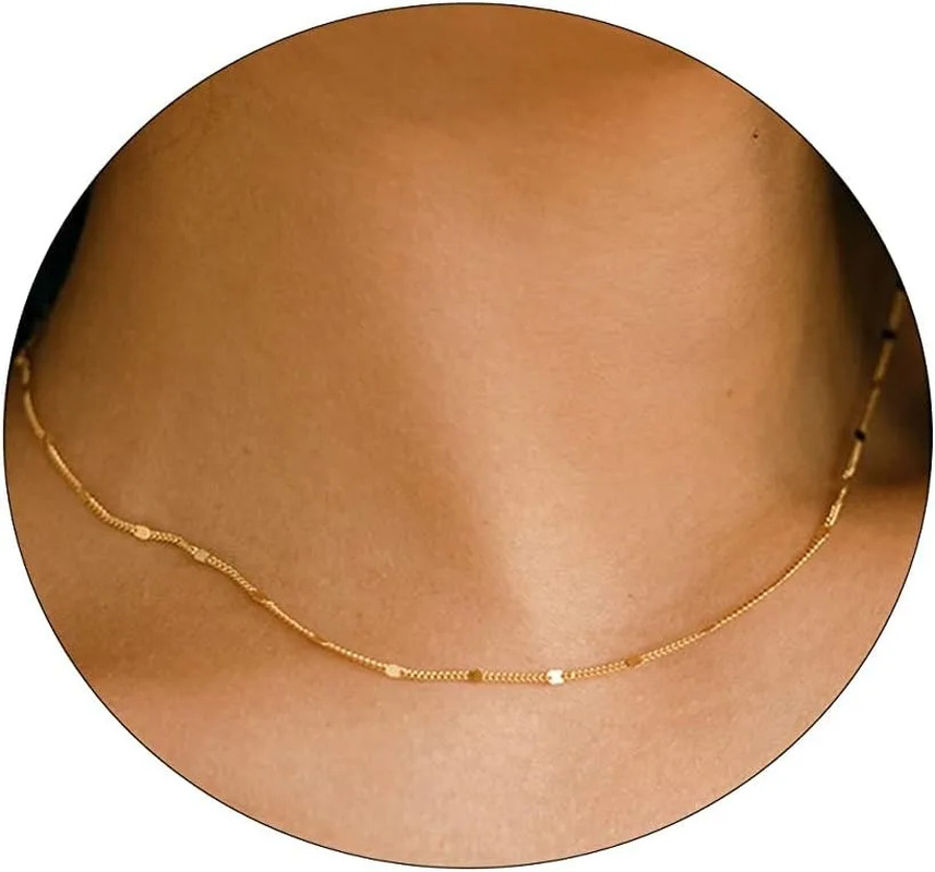 K Gold/Silver Plated Satellite Choker Shining Dots Station Chain Sparkle Chain N