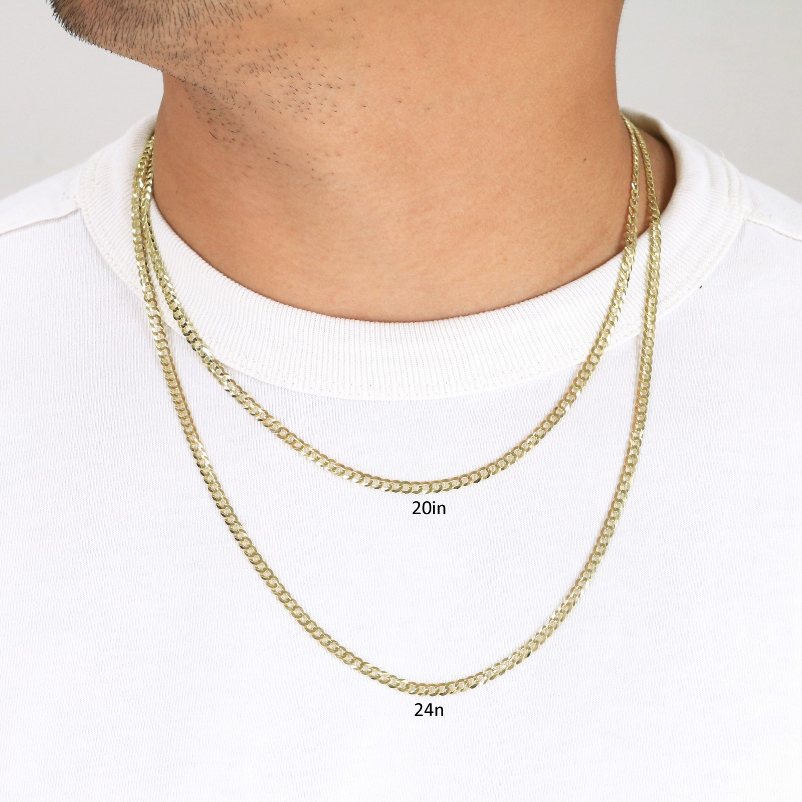 10K Solid Yellow Gold 4mm Cuban Curb Chain Link Necklace Mens Womens 16″- 30″