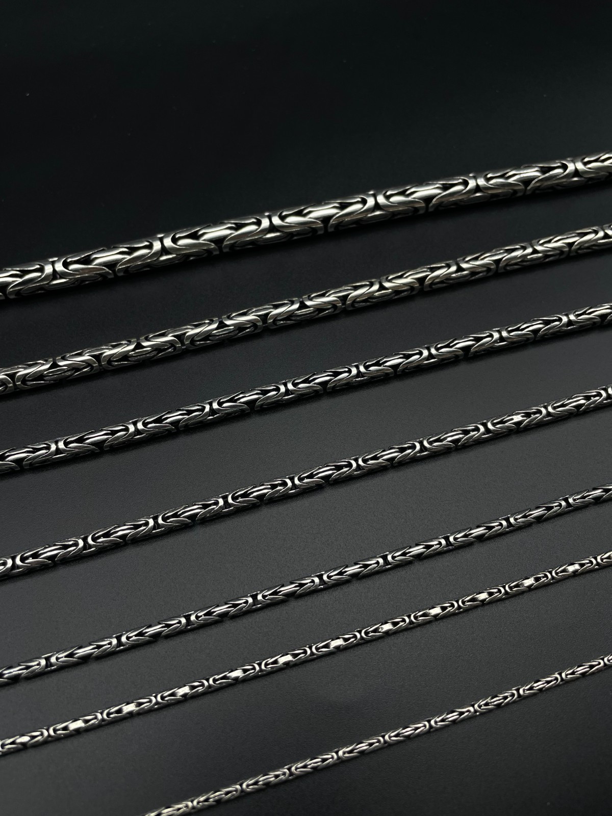 925 Sterling Silver King Byzantine Solid Oxidized Round Chain Necklace, Gift Men