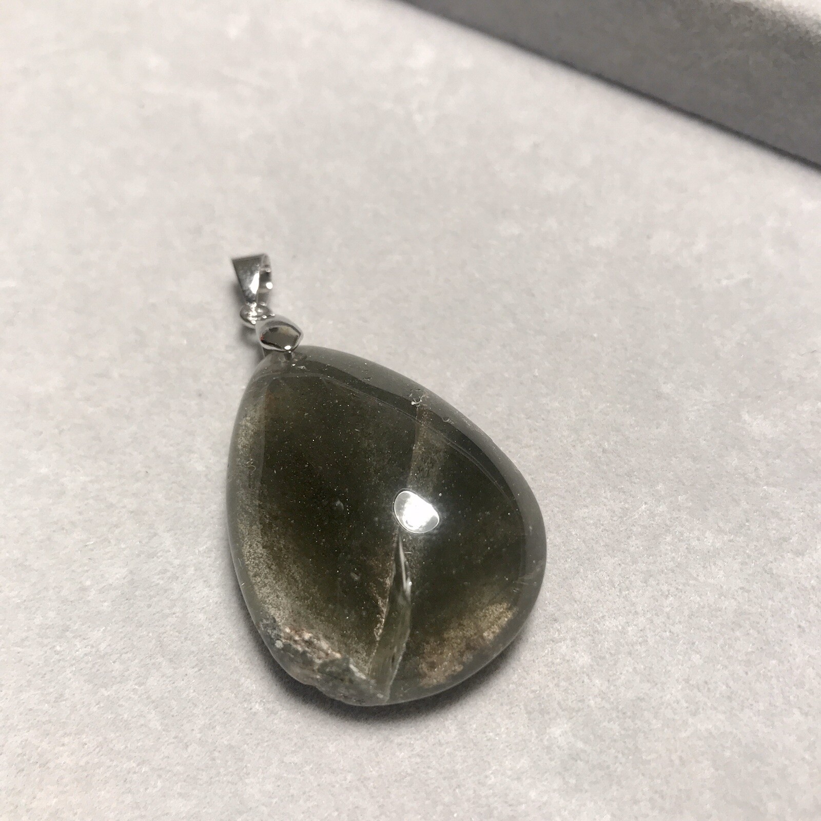 US SELLER Natural Green Phantom Quartz Pendant Teardrop Brazil Crystal