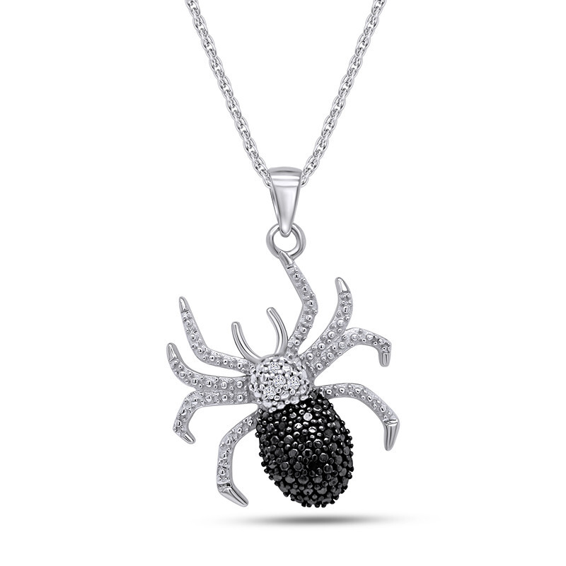 Natural Diamond Spider Pendant 18″ Necklace For Women’s in 925 Sterling Silver
