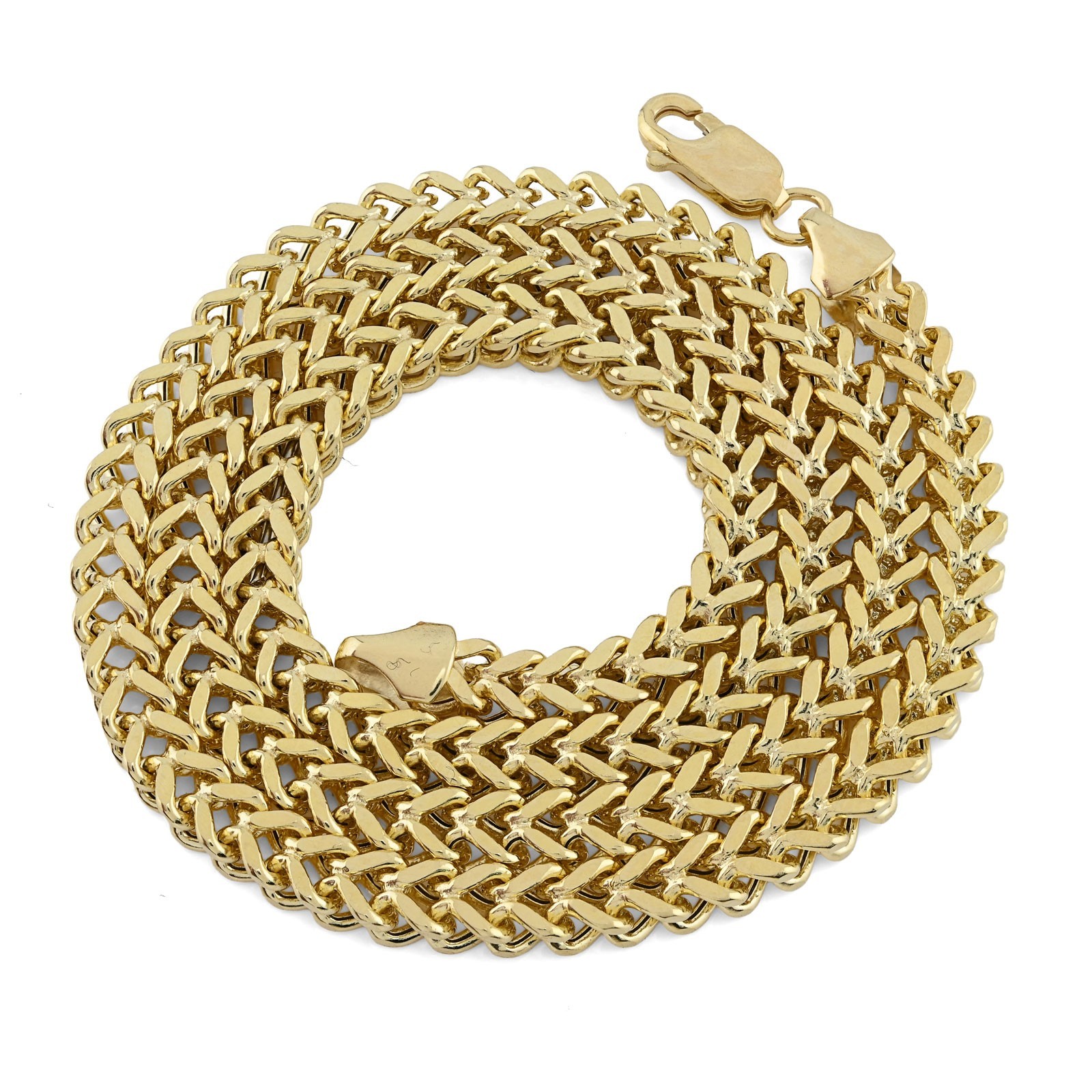4MM Franco Chain Real 1/10th 10k Yellow Gold Bonded 925 Silver 18 Inch Neckalce