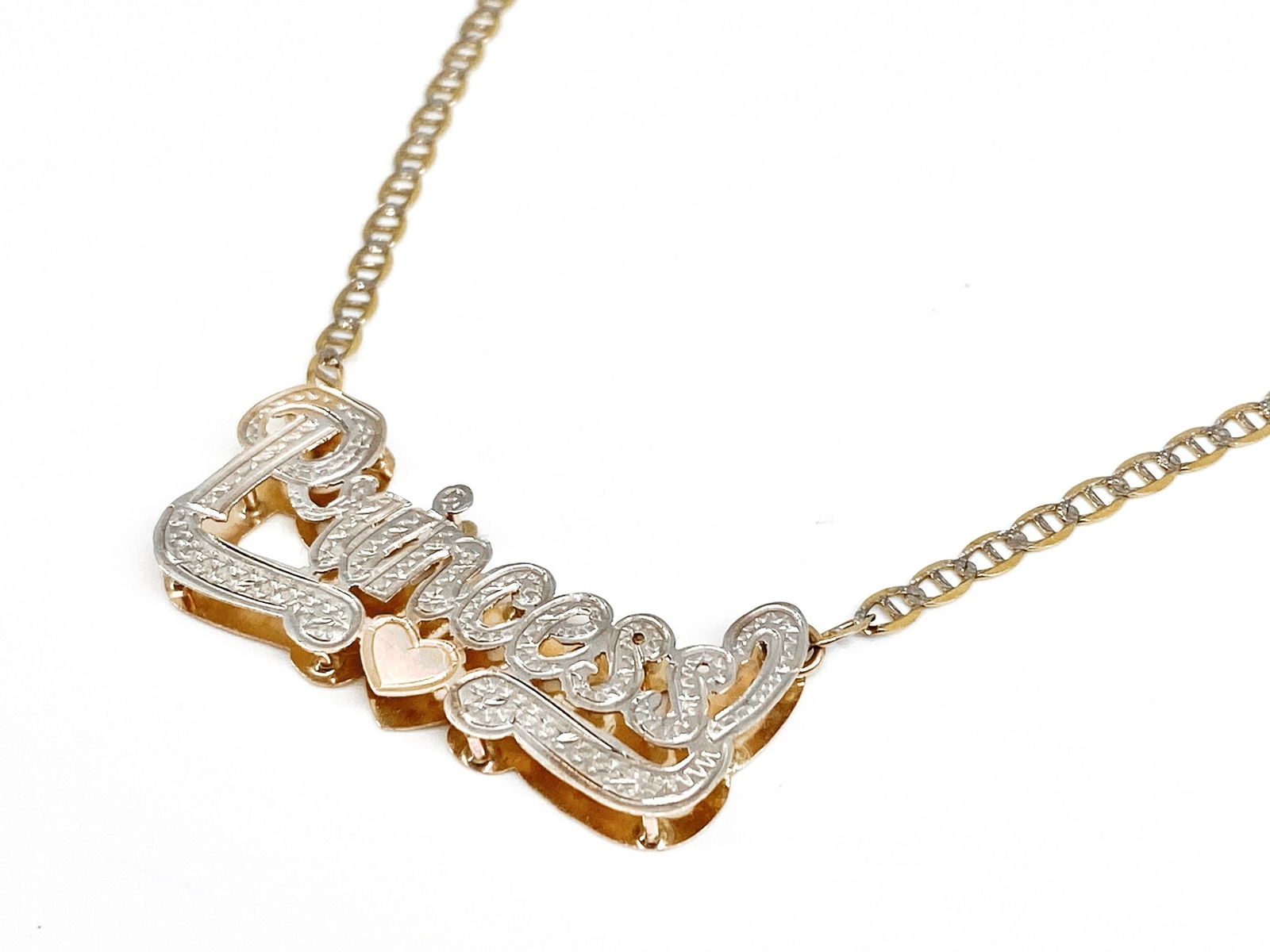 10K Real Yellow Gold Personalized Name Plate/Tag Nameplate Chain/Necklace Double