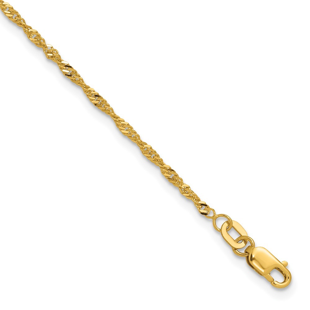 10K Yellow Gold 1-2mm Singapore Chain Necklace 7-30 Inch Mens Womens