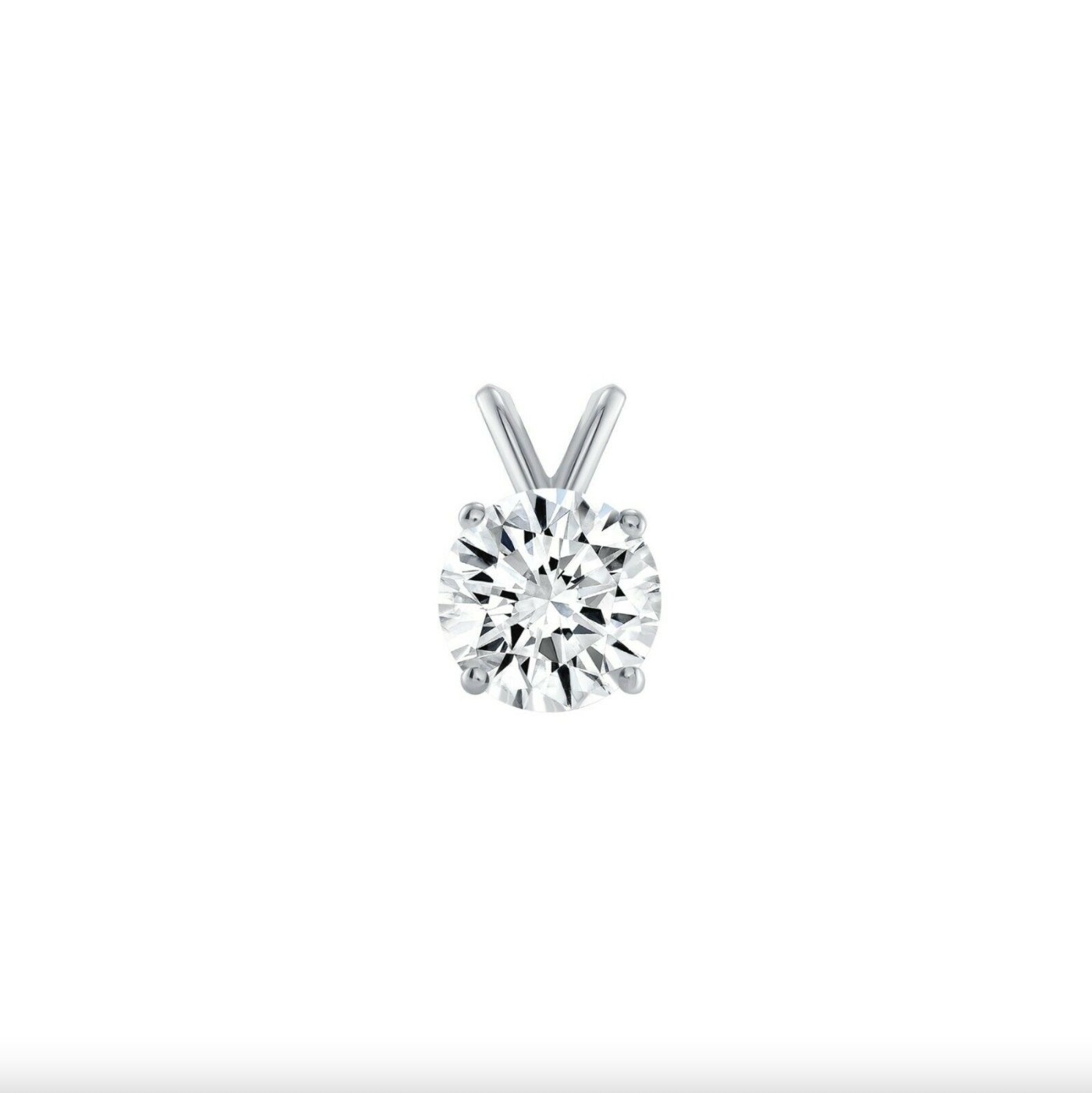 3 Ct Created Diamond Round Solid 14K White Gold Solitaire Pendant 20″ Necklace