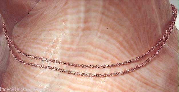 1MM PETITE SOLID 14K ROSE GOLD SPARKLY DIAMOND CUT DC ROPE CHAIN NECKLACE 16-24″