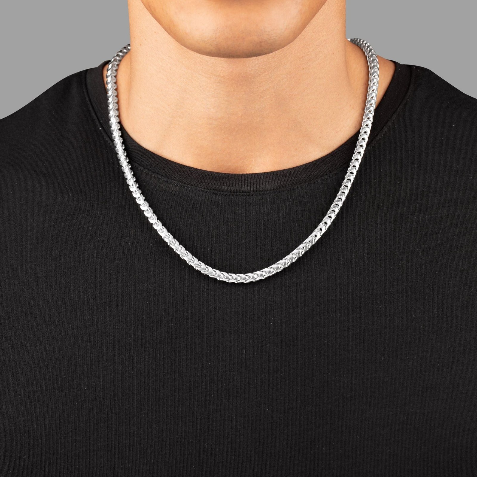 Italy 925 Sterling Silver 4mm Arrow Link Franco Chain Men’s Italian Necklace