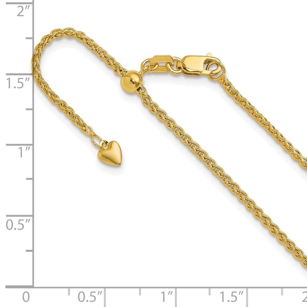 10k Yellow Gold Adjustable 1.6mm Semi Solid Spiga Chain Necklace 22″ 2.86gm