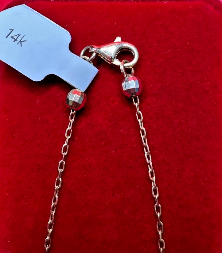 14K Oval Link Chain With Heart-Flower-Circle Charms