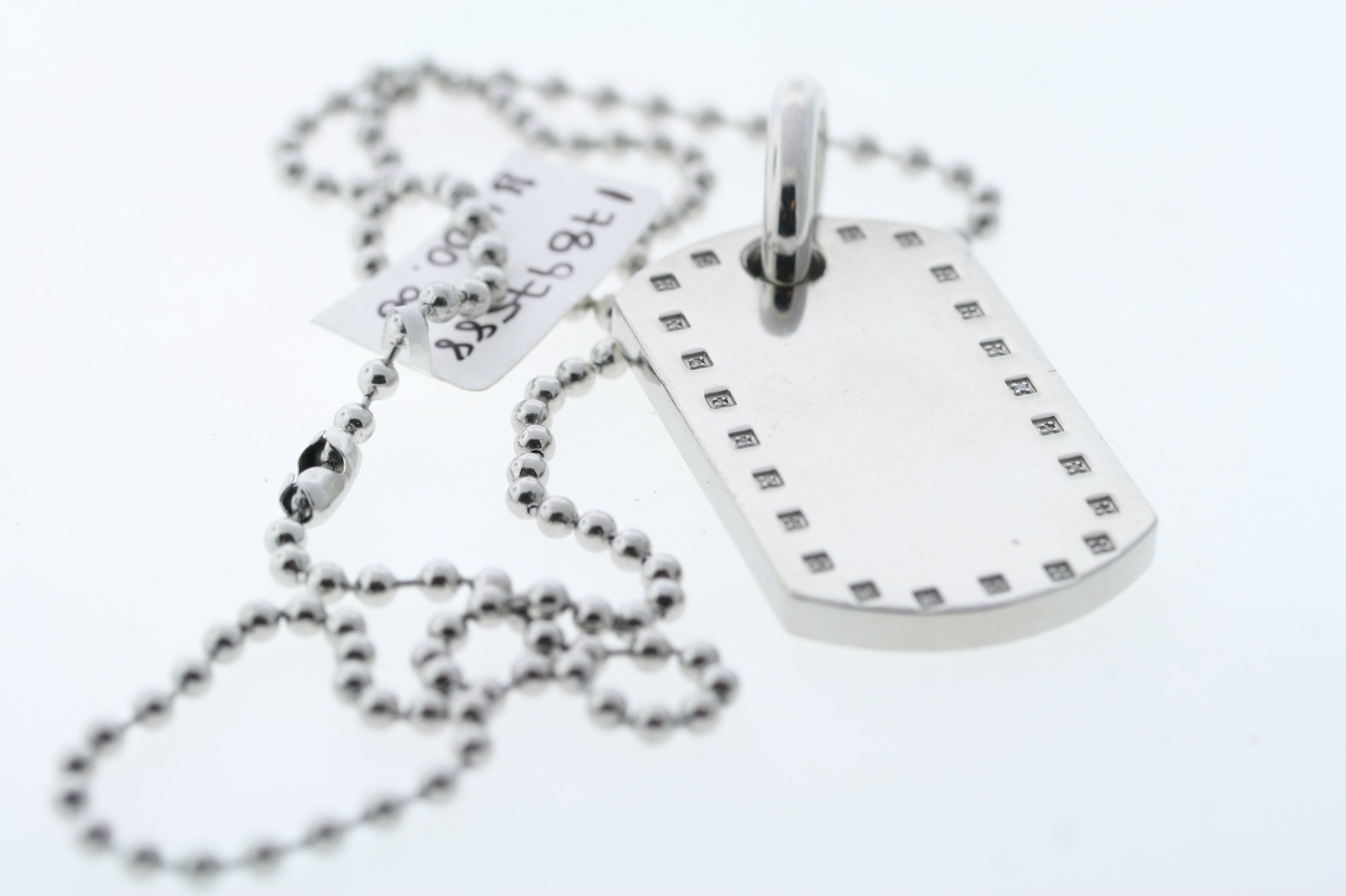 Black & Blue Jewelry Co. Men’s Stainless .11ctw Genuine Diamond Dog Tag Necklace