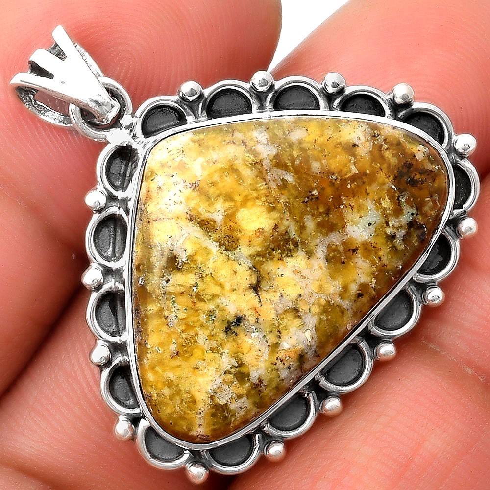 Natural Serpentine 925 Sterling Silver Pendant Jewelry P-1080