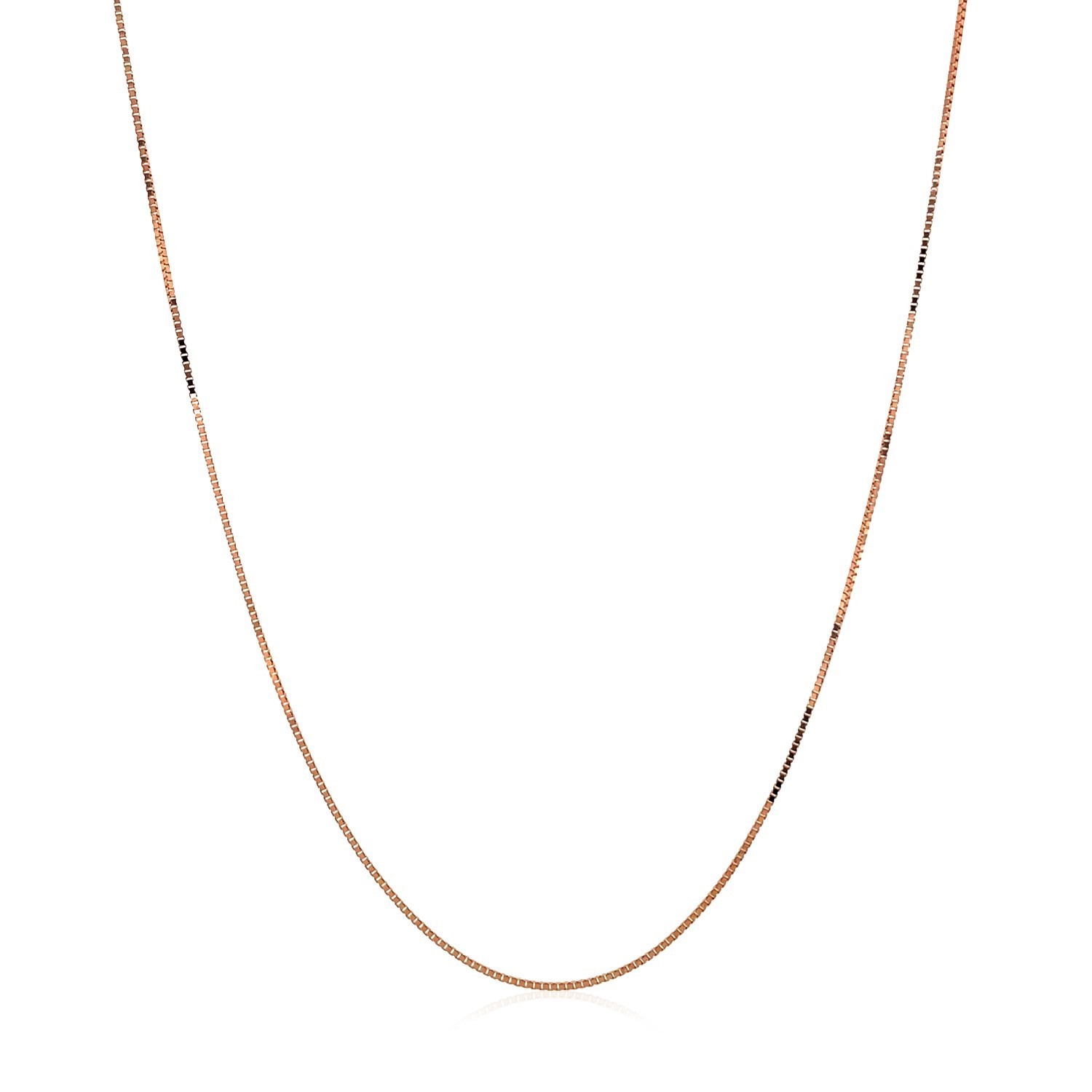 Classic Box Chain, 10K Rose Gold, Sizes 16-20, 0.45 mm, Dainty, Polished