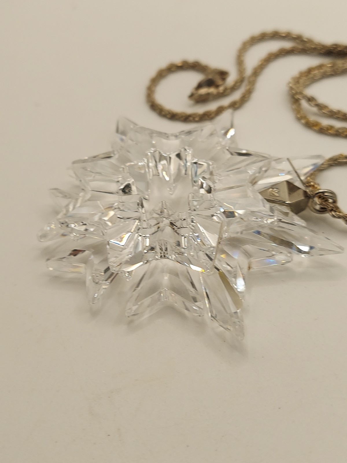 Swarovski Crystal Snowflake Star Pendant 925 Italy Rope Chain 28” 2003