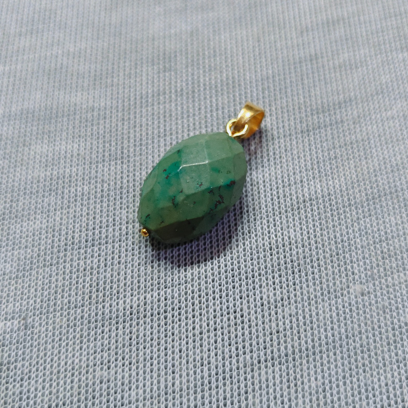 Natural Tibet Turquoise Oval Cut Beads Brass Pendant Handmade Gemstone Jewellery
