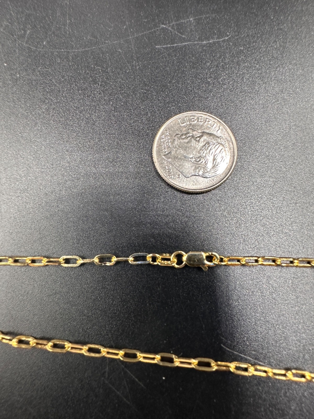 10k gold 24″ 2.3mm paper clip chain necklace