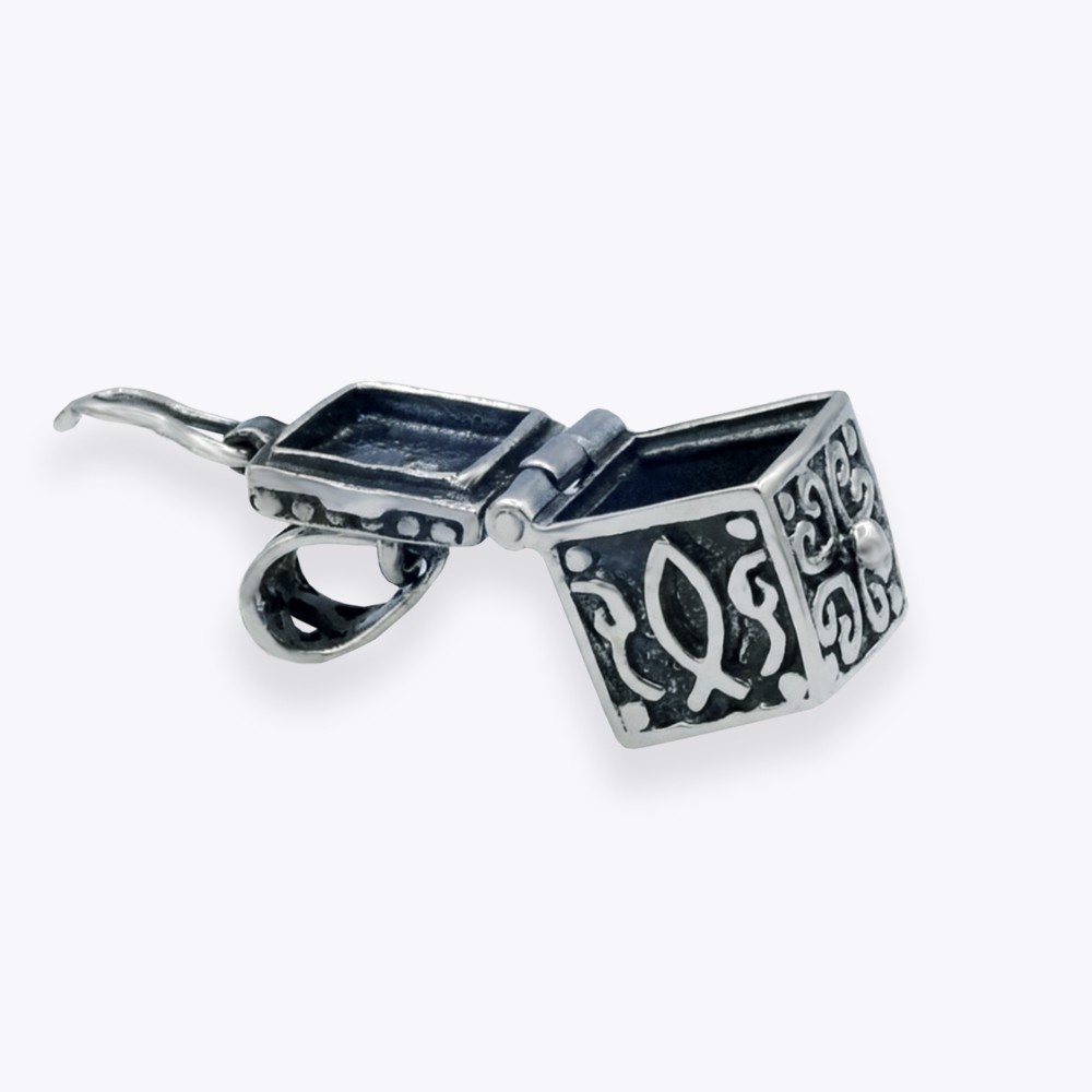 SOLID Sterling Silver Treasure Box Locket Necklace | Vintage Keepsake