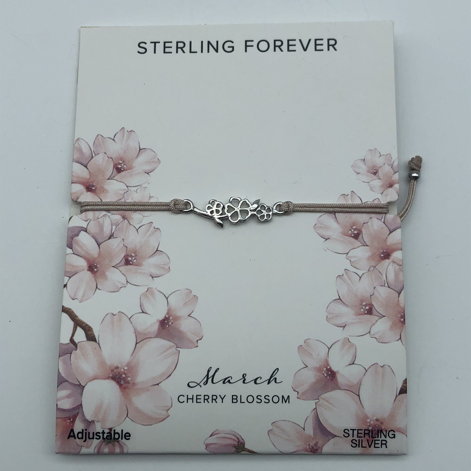 Sterling Silver Cherry blossom March Birthday jewelry lot of 2 necklace bracelet