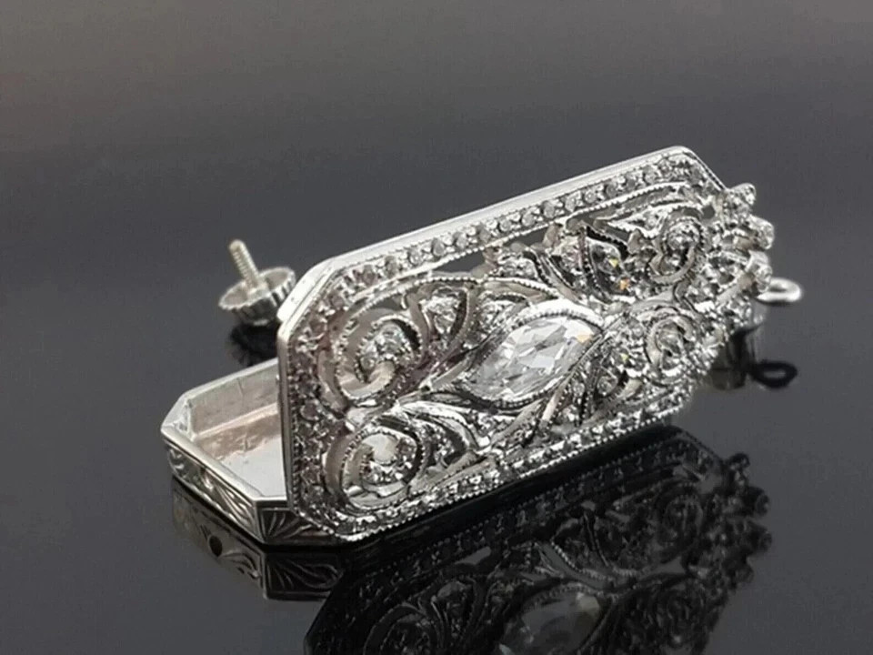 0.60Ct Lab Created Round Marquise Pendant 14k White Gold Finish