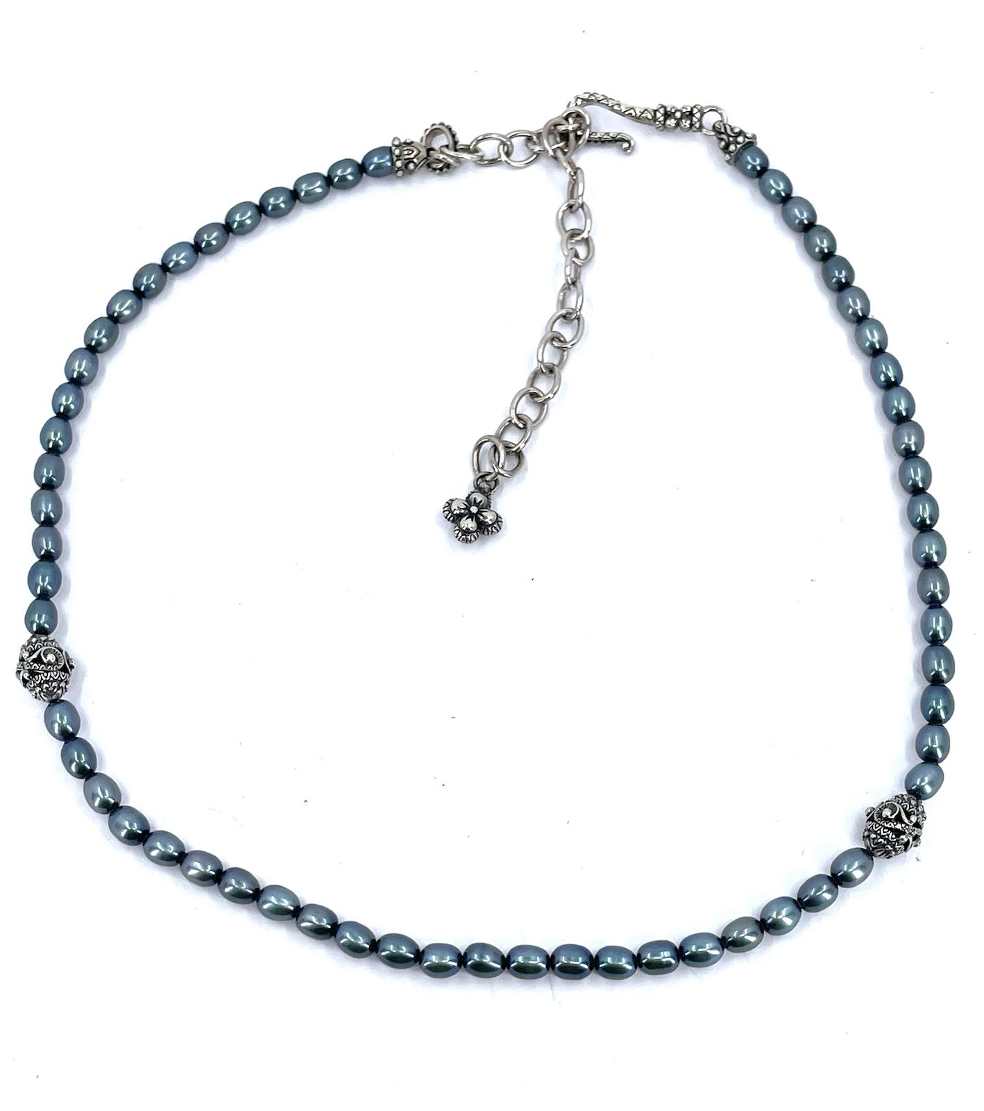 Original Barbara Bixby Sterling Silver Vibrant Blue Pearl Station Necklace