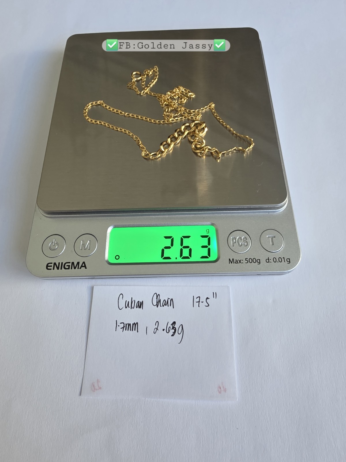 18K Real Gold Cuban Chain 17.5″long