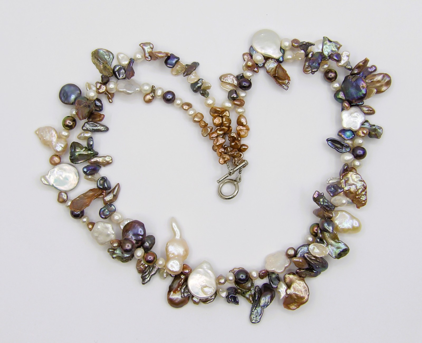 19.5 inches long Multicolor Mix shapes Genuine Freshwater Pearl Necklace NK957