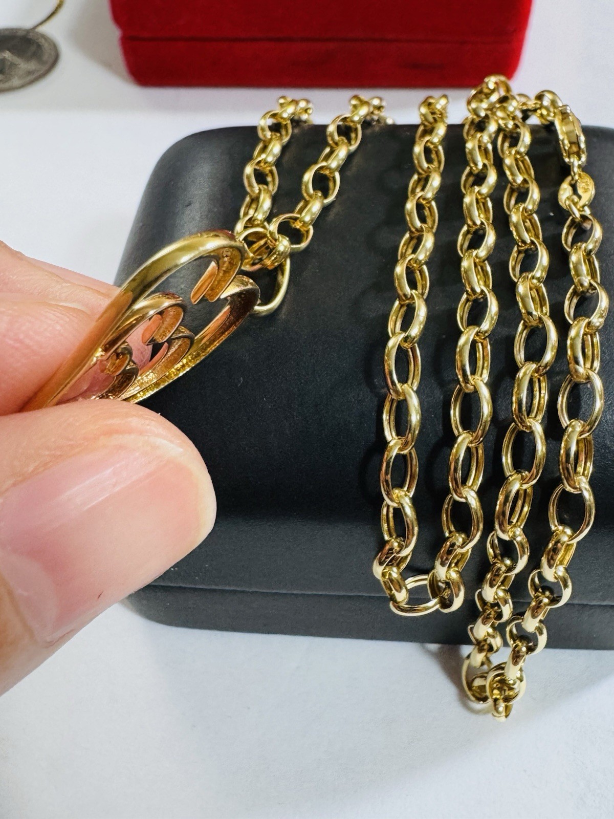 18K 750 Real Find Pure Tricolor Gold Heart Necklace 19.7/20” Inch Long 6.7g 4mm