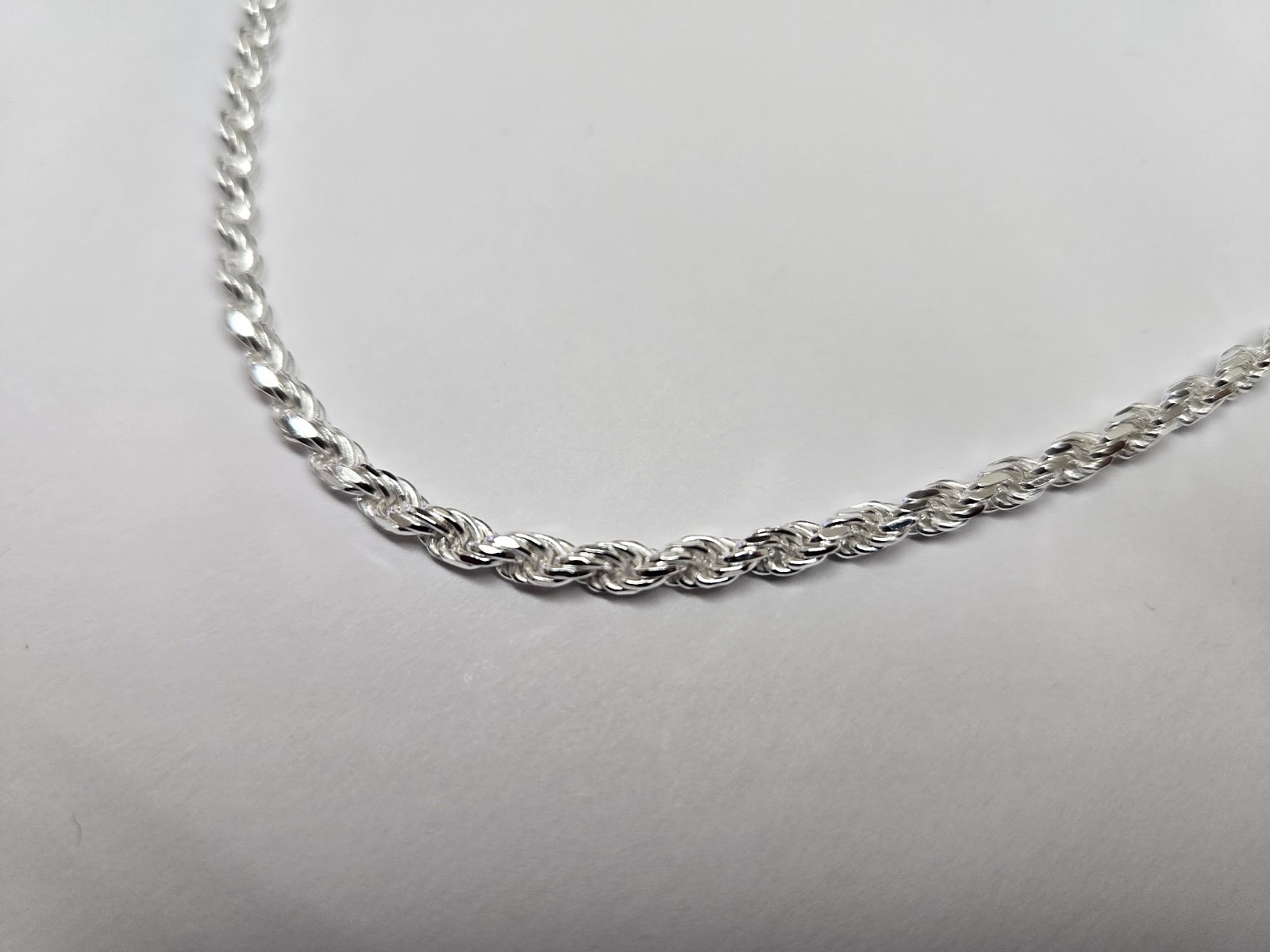 3mm Sterling Silver D/C Rope Chain Necklaces Bracelets Handmade Italy 7 to 30 in