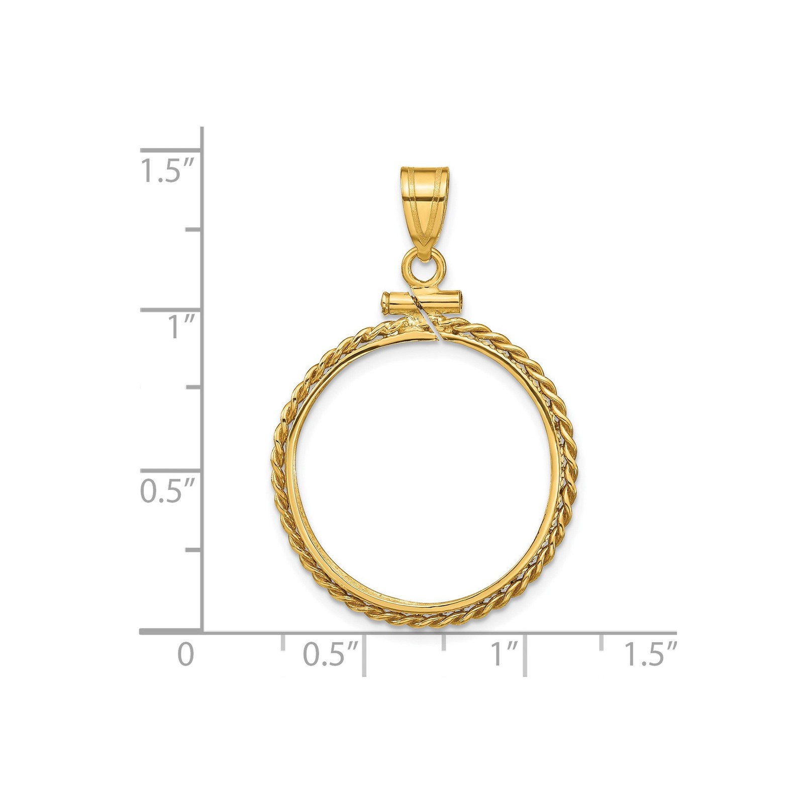 1/4 oz $25 American Eagle Platinum Coin Bezel 22mm Rope 14k Yellow Gold