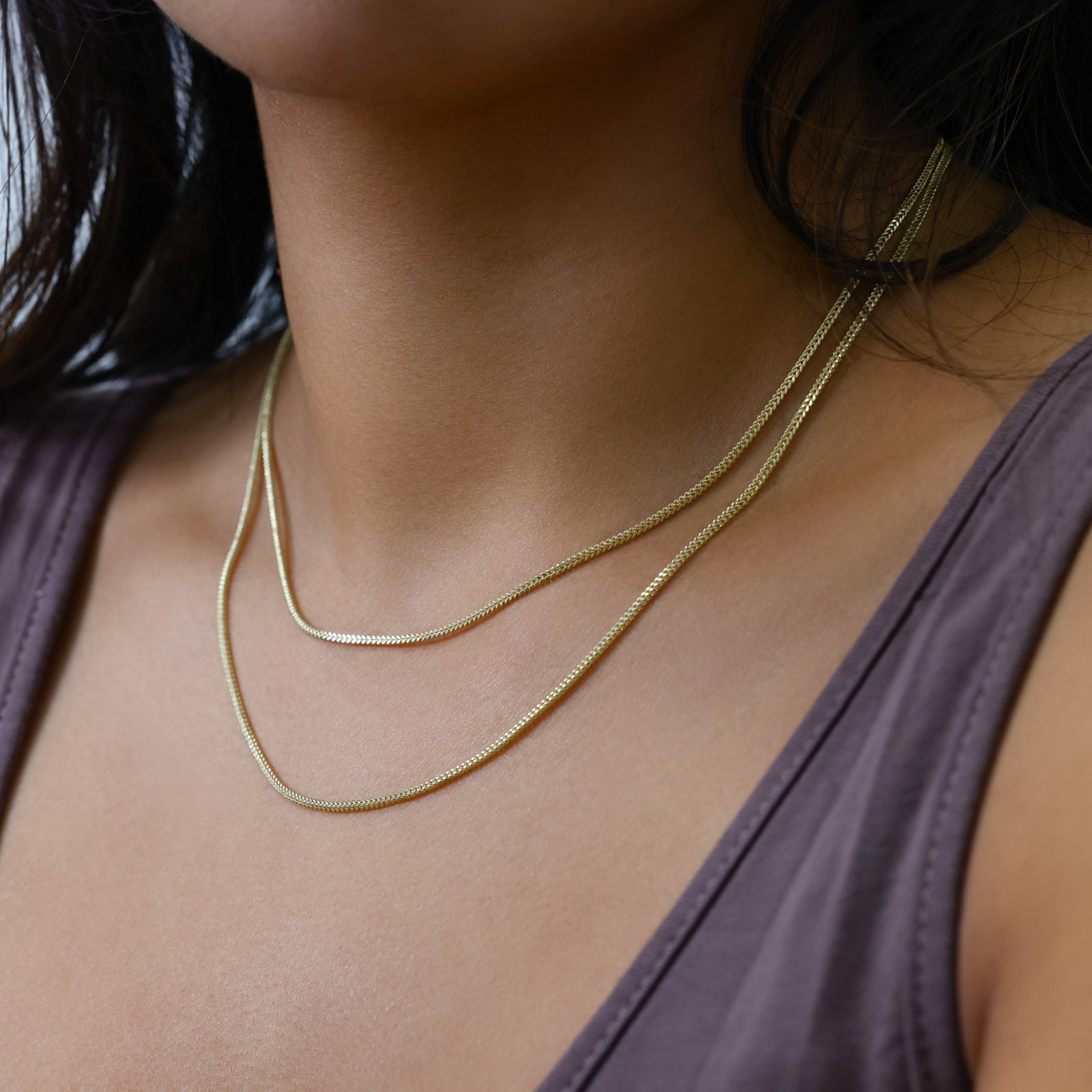 10K Yellow Gold 1.5mm Foxtail Wheat Square Box Franco Pendant Necklace Chain 22″