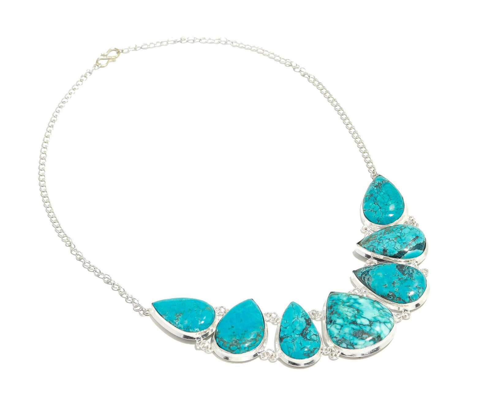 Natural Tibetan Turquoise Gemstone 925 Sterling Silver Necklace Jewelry For Her